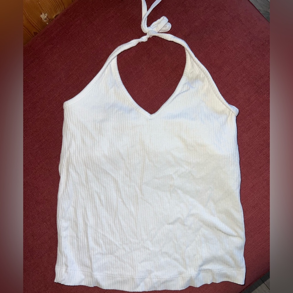 Old Navy White Ribbed Halter Top